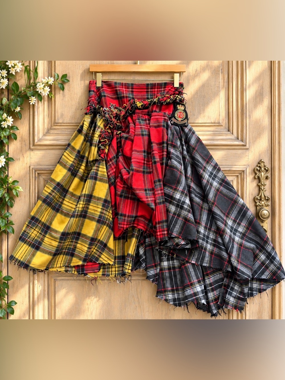 VTB GAZEBO Made in Italy Punk Grunge Patchwork Tiered Plaid Kilt Skirt